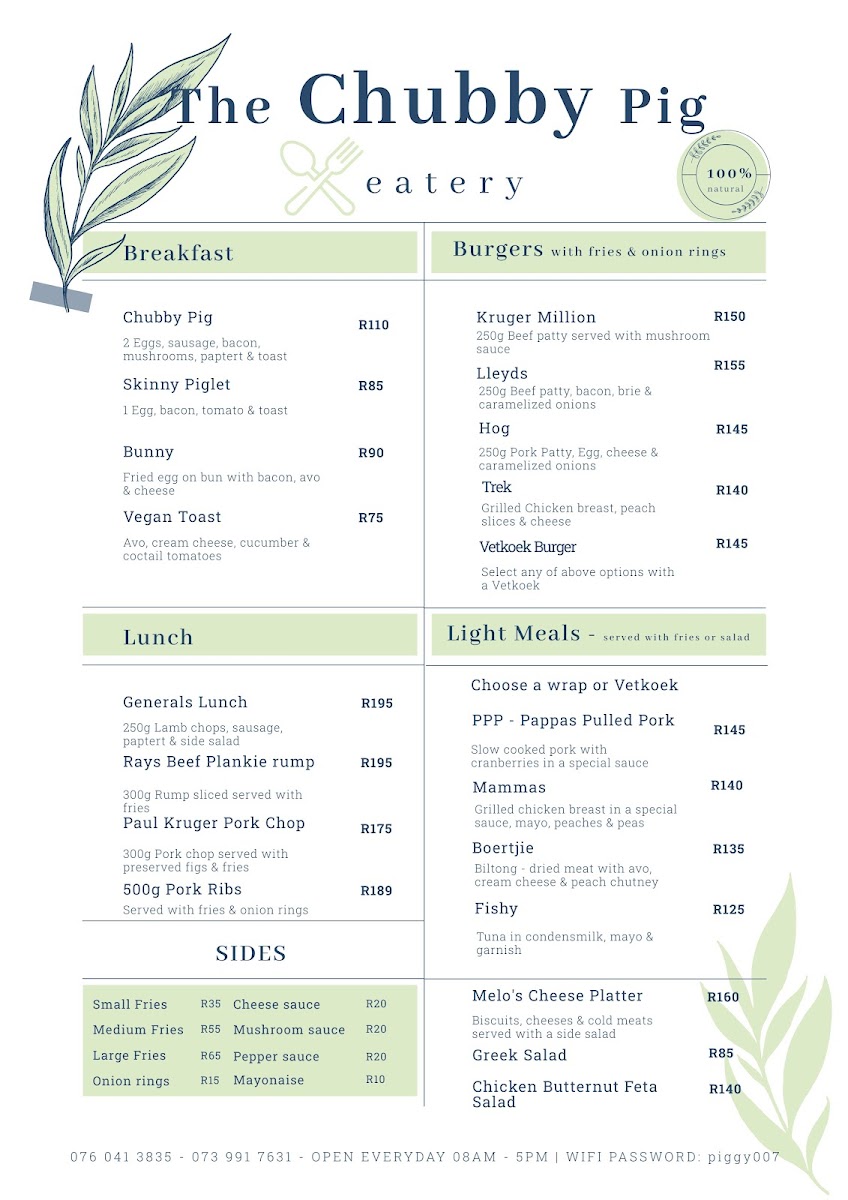 Menu The Chubby Pig (Eatery, Gift Shop & Accommodation)-5