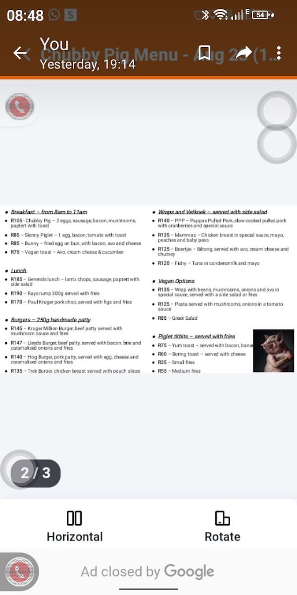 Menu The Chubby Pig (Eatery, Gift Shop & Accommodation)-8